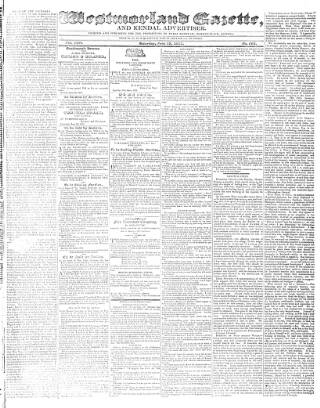 cover page of Westmorland Gazette published on June 18, 1831