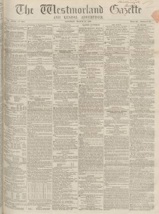cover page of Westmorland Gazette published on March 19, 1864