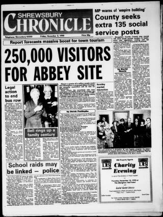 cover page of Shrewsbury Chronicle published on November 2, 1990