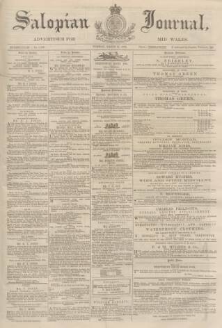 cover page of Salopian Journal published on March 11, 1862