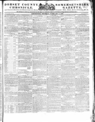 cover page of Dorset County Chronicle published on February 2, 1837