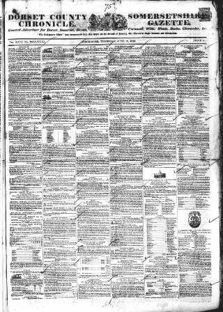 cover page of Dorset County Chronicle published on June 18, 1846