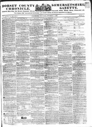 cover page of Dorset County Chronicle published on November 2, 1848