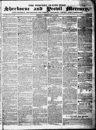 cover page of Sherborne Mercury published on February 2, 1824