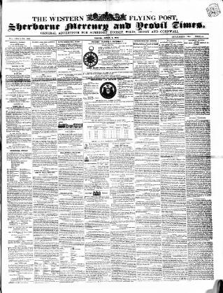 cover page of Sherborne Mercury published on April 5, 1853