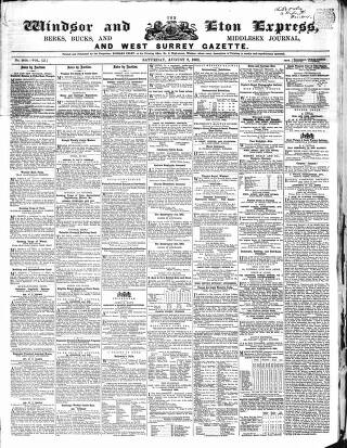 cover page of Windsor and Eton Express published on August 2, 1862