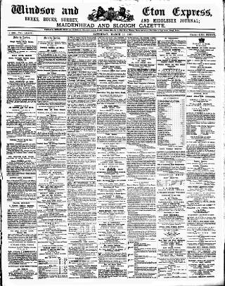 cover page of Windsor and Eton Express published on March 19, 1887