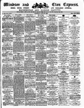 cover page of Windsor and Eton Express published on June 18, 1892