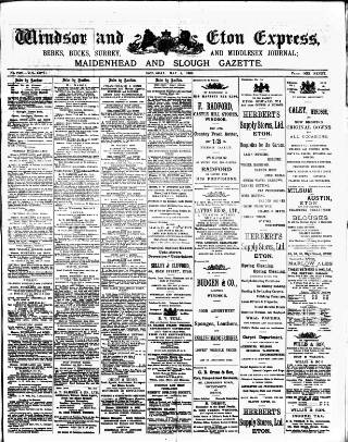 cover page of Windsor and Eton Express published on May 2, 1908