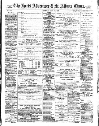 cover page of Herts Advertiser published on June 18, 1892
