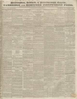cover page of Huntingdon, Bedford & Peterborough Gazette published on November 2, 1833