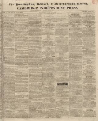 cover page of Huntingdon, Bedford & Peterborough Gazette published on May 4, 1839