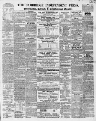 cover page of Cambridge Independent Press published on June 18, 1853