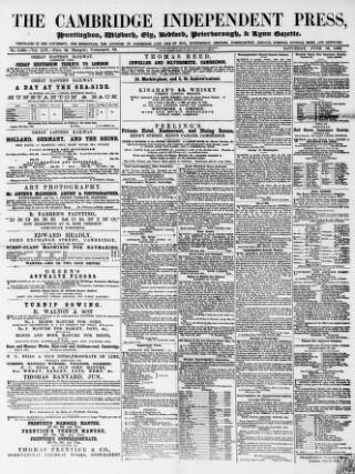 cover page of Cambridge Independent Press published on June 18, 1864