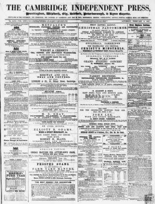 cover page of Cambridge Independent Press published on February 2, 1867