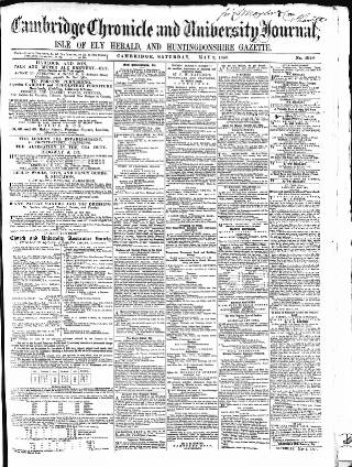 cover page of Cambridge Chronicle and Journal published on May 2, 1857
