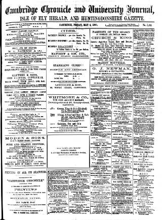 cover page of Cambridge Chronicle and Journal published on May 4, 1900