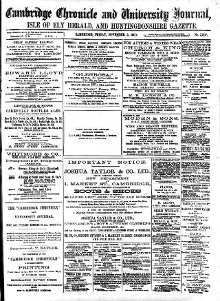 cover page of Cambridge Chronicle and Journal published on November 2, 1900