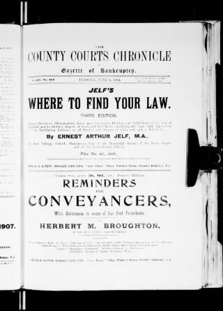 cover page of County Courts Chronicle published on June 1, 1915