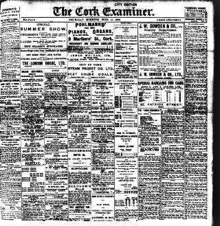 cover page of Cork Examiner published on June 18, 1908
