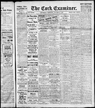 cover page of Cork Examiner published on August 2, 1917