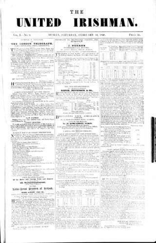 cover page of United Irishman published on February 19, 1848