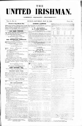 cover page of United Irishman published on May 20, 1848