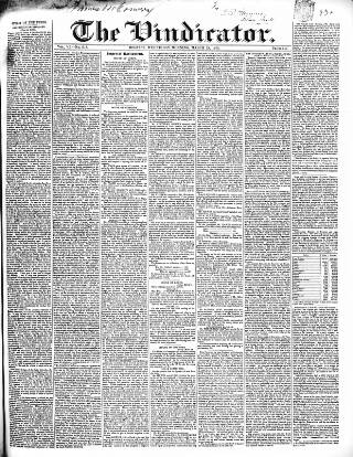 cover page of Vindicator published on March 19, 1845