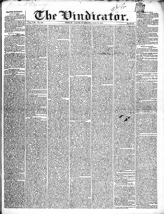 cover page of Vindicator published on May 2, 1846
