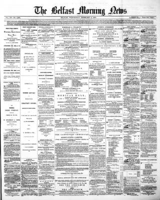 cover page of Belfast Morning News published on February 2, 1870