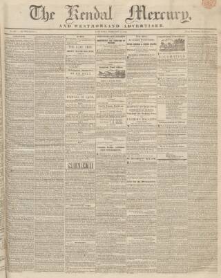 cover page of Kendal Mercury published on February 2, 1839