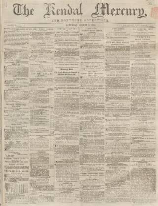 cover page of Kendal Mercury published on August 2, 1862
