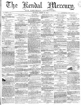 cover page of Kendal Mercury published on March 19, 1864