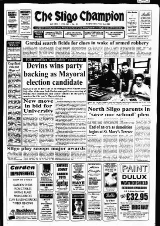 cover page of Sligo Champion published on May 2, 2001