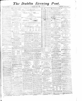 cover page of Dublin Evening Post published on May 4, 1868