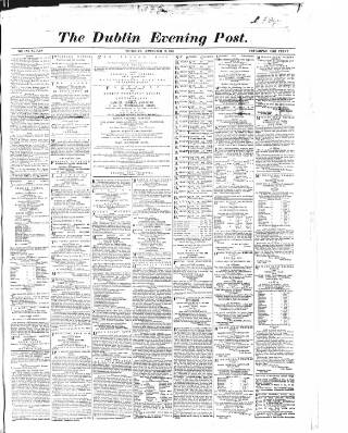 cover page of Dublin Evening Post published on September 17, 1868