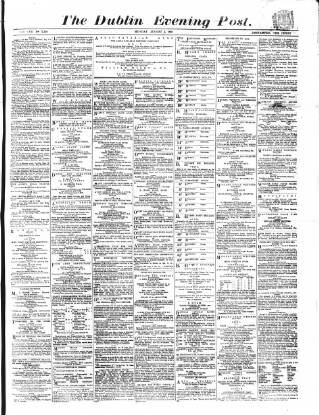 cover page of Dublin Evening Post published on August 2, 1869