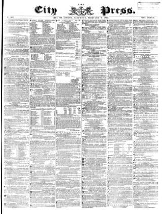 cover page of London City Press published on February 2, 1867