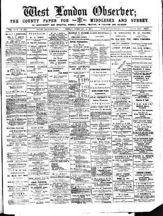 cover page of West London Observer published on February 2, 1900
