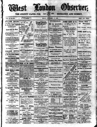 cover page of West London Observer published on September 17, 1915