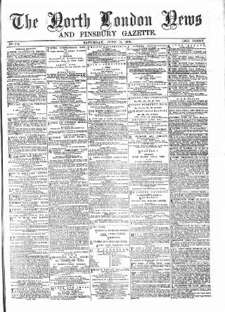 cover page of North London News published on June 18, 1870