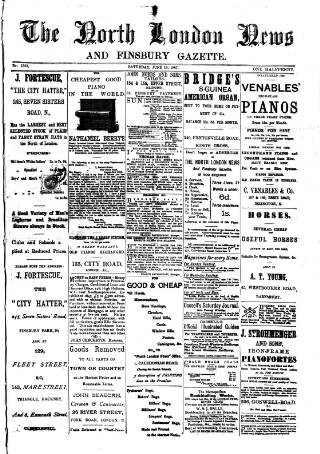 cover page of North London News published on June 18, 1887