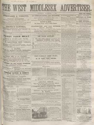 cover page of West Middlesex Advertiser and Family Journal published on November 2, 1861