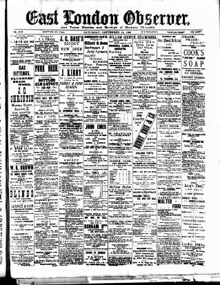 cover page of East London Observer published on September 17, 1898