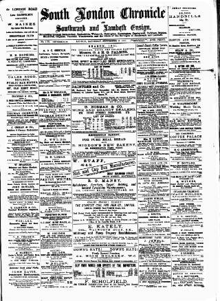 cover page of South London Chronicle published on September 17, 1881