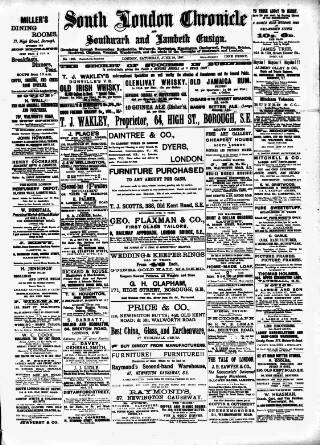 cover page of South London Chronicle published on June 18, 1887