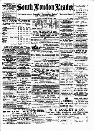 cover page of South London Chronicle published on August 2, 1890