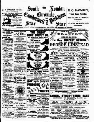 cover page of South London Chronicle published on March 19, 1892