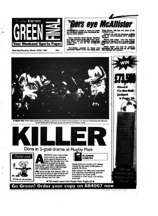 cover page of Aberdeen Evening Express published on March 19, 1994