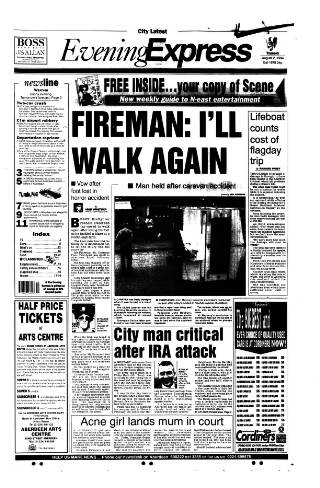 cover page of Aberdeen Evening Express published on August 2, 1994